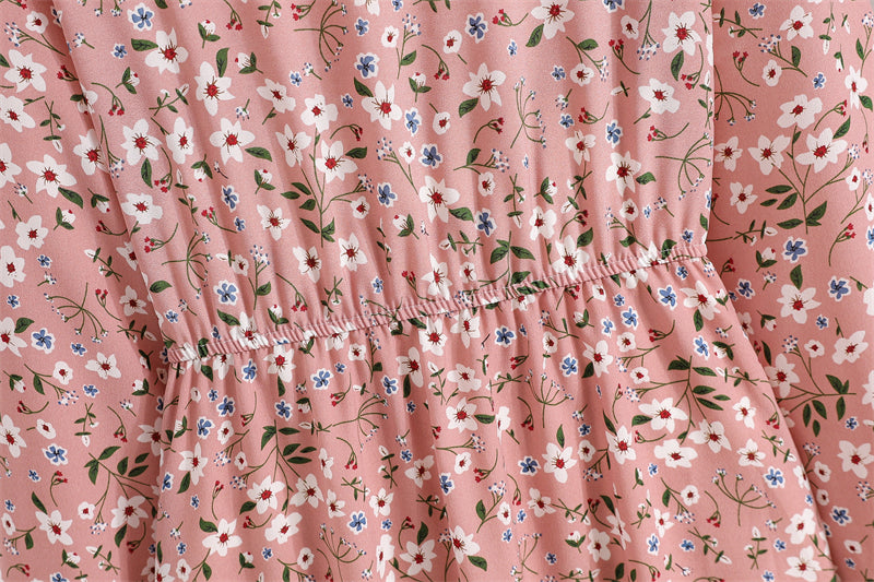 Boho Breeze Maxi Dress – Floral Chiffon, High Waist, Long Sleeve | Summer '23 Collection"